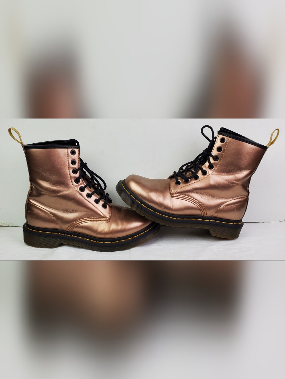 Dr Martens Womens Vegan 1460 Rose Gold  Boots SEE PHOTOS - Size 38 US 7 - GUC